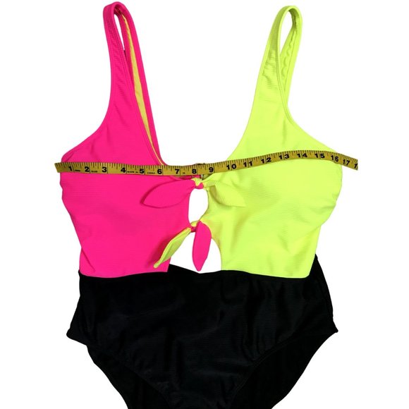 SOLD No Boundaries Neon Colorblock One-Piece Swimsuit Size Junior XL - Picture 6 of 10